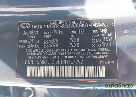 2025 Hyundai Tucson Xrt из США, поврежденный, VIN 5NMJF3DE1SH507292